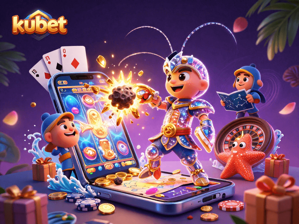 Experience thrilling wins at kubet with exciting slots and casino games illustrated in 3D.