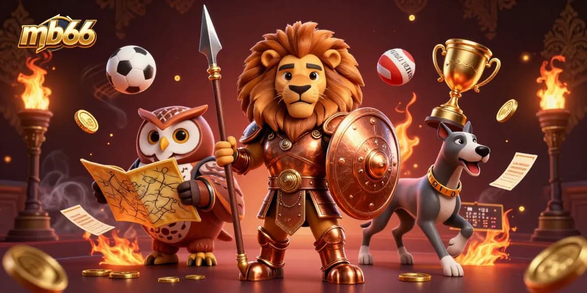 Engage with mb66's dynamic sports betting experience amidst vibrant 3D characters and elements.