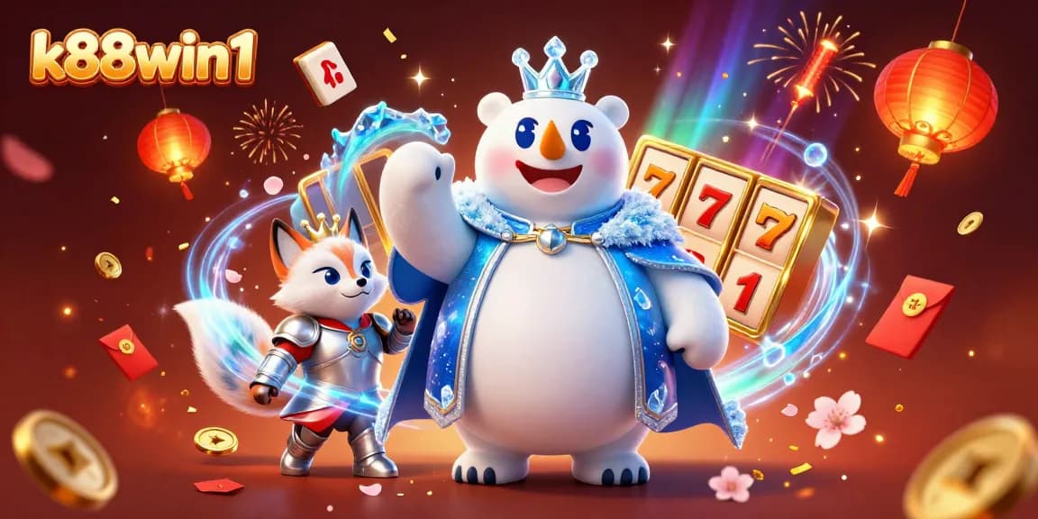 Engage with k88win1's thrilling casino experience featuring striking 3D characters and vibrant gaming elements.