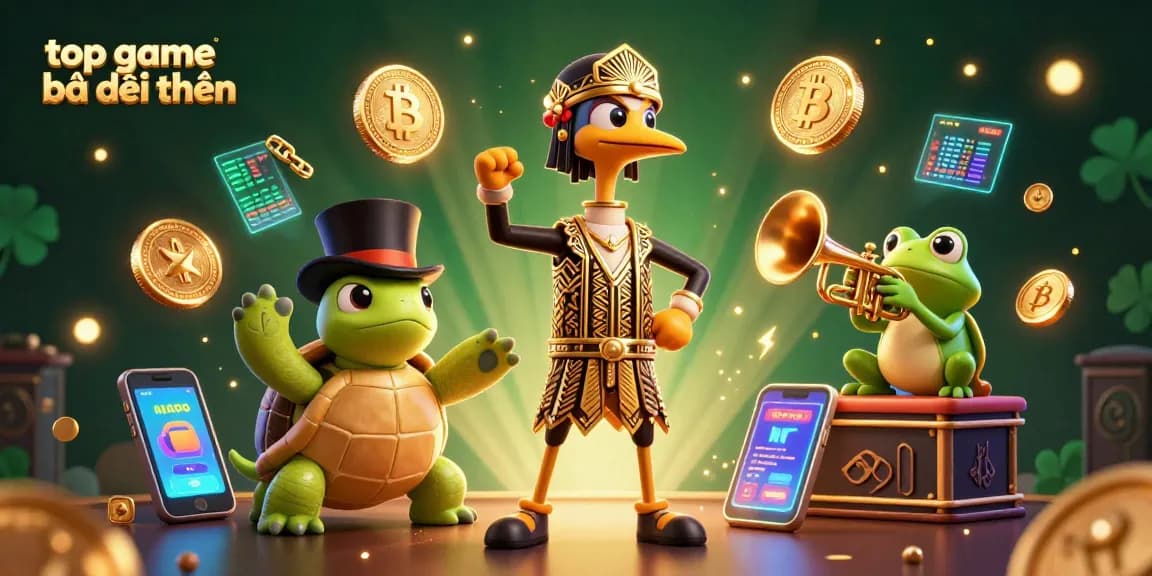 Engage with top game bài đổi thưởng through a vibrant 3D scene of cartoon characters amidst lively casino elements.