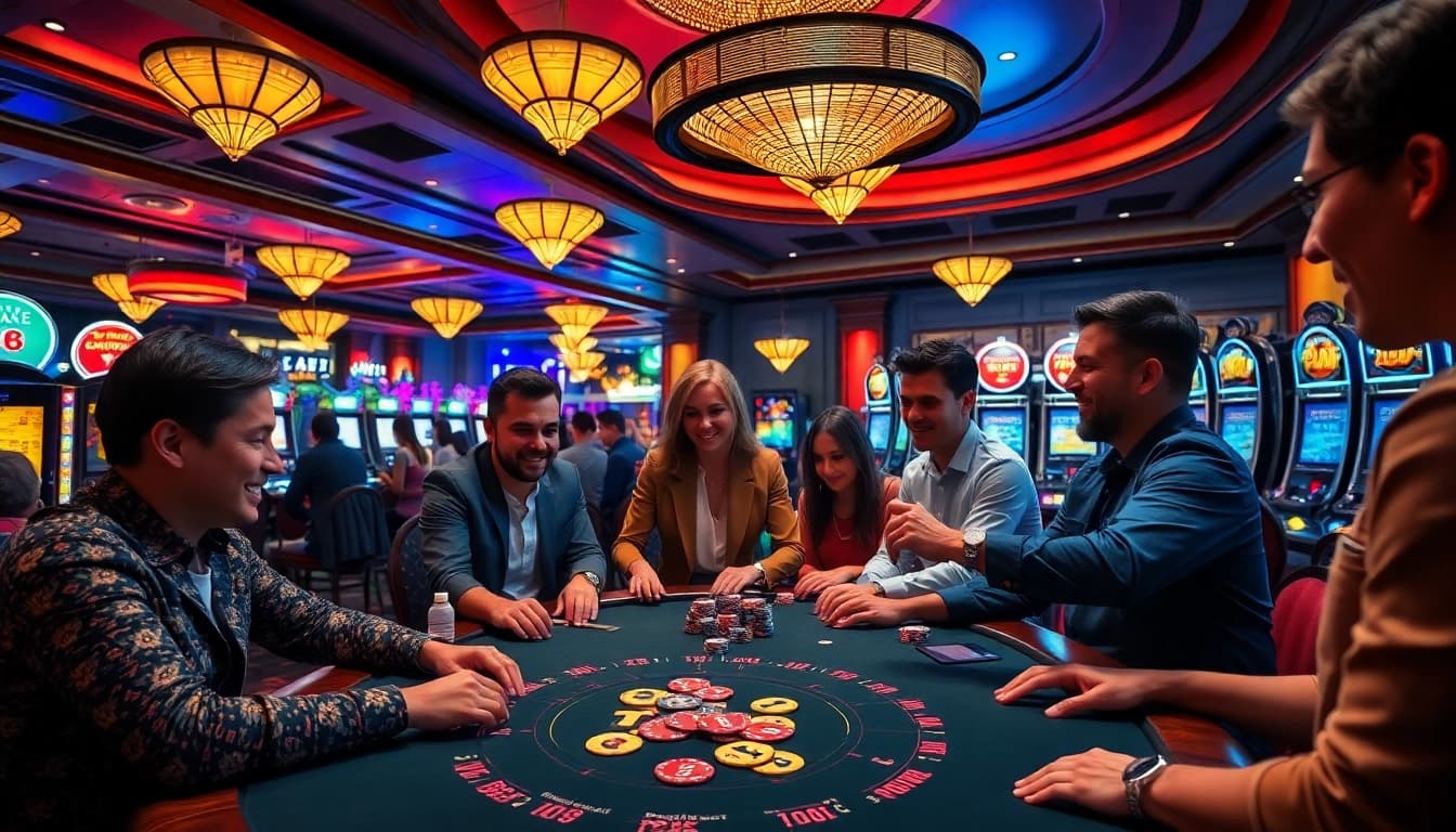 Players enjoying a high-stakes game at the TR 88 poker table in a luxurious casino setting.
