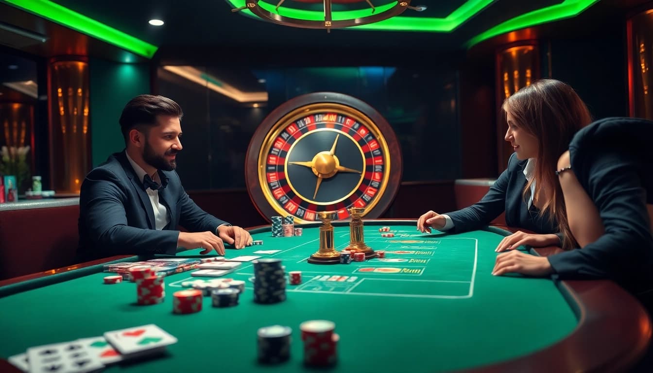 Experience the thrill of 123ga with vibrant casino games and engaging players in a luxurious setting.
