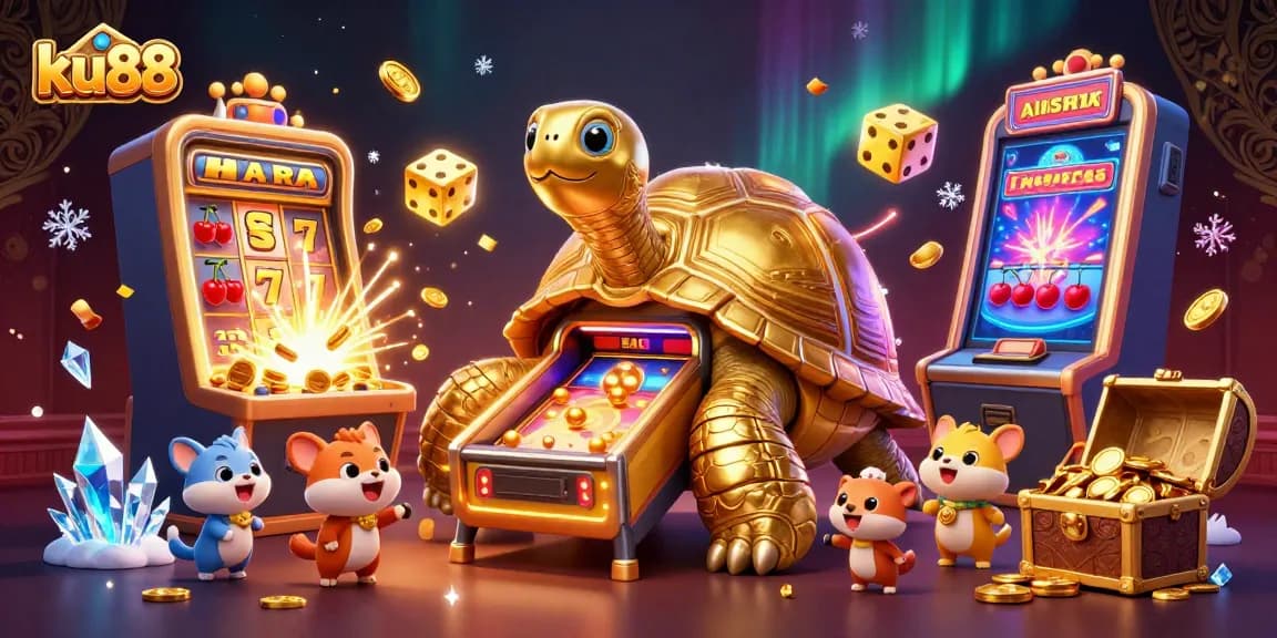 Engage in thrilling slot excitement with ku88's golden tortoise and jackpot celebrations.