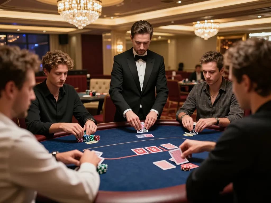 Engaging poker game scene at CM88 with players strategizing their bets and a warm ambiance