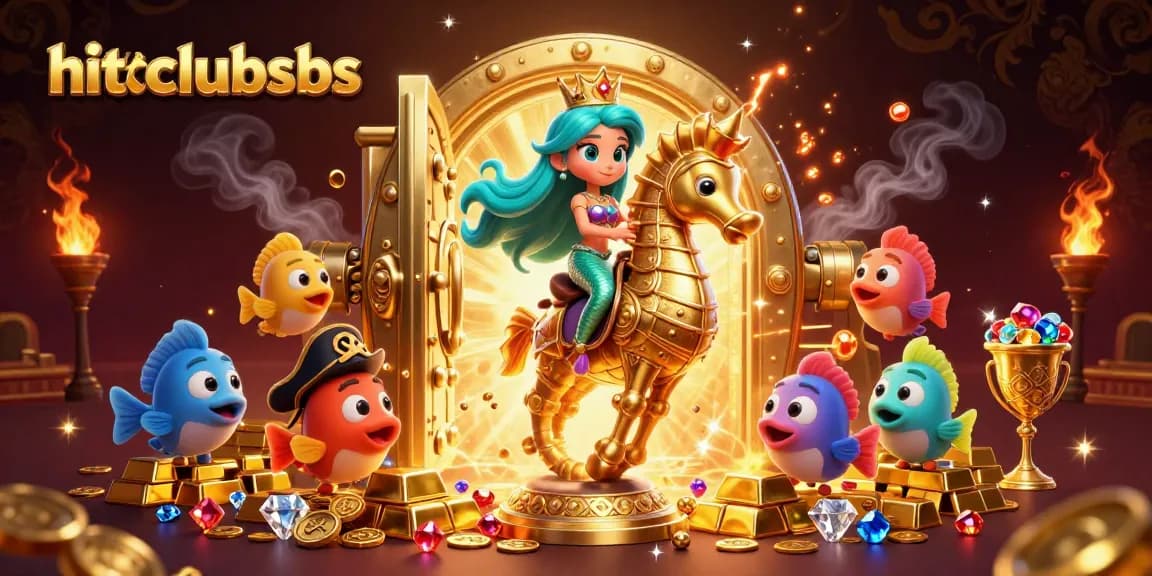 Engage with hitclubsbs in this vibrant 3D casino scene featuring a mermaid princess and seahorse.