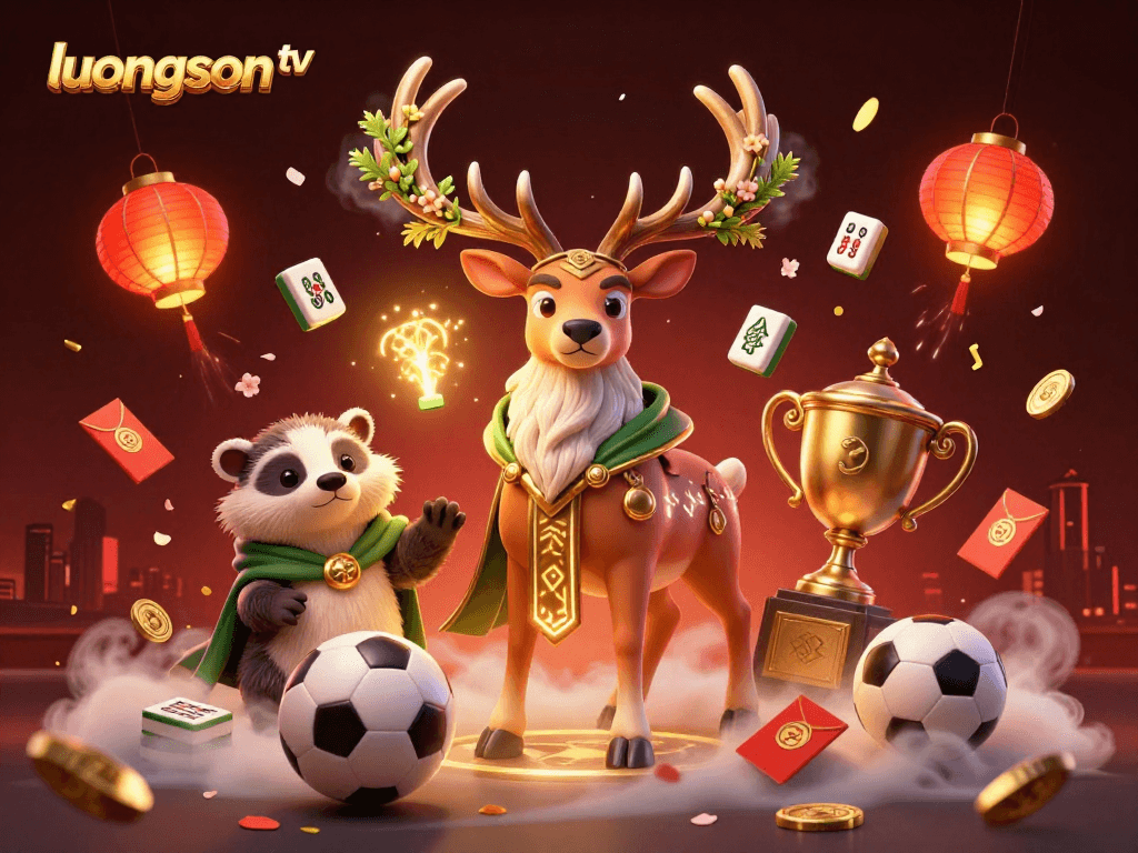 Bet on sports effortlessly with luongson tv's vibrant 3D illustration of exciting gaming elements.