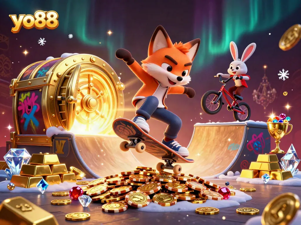 Experience thrilling yo88 gaming action illustrated with vibrant characters and exciting casino elements.