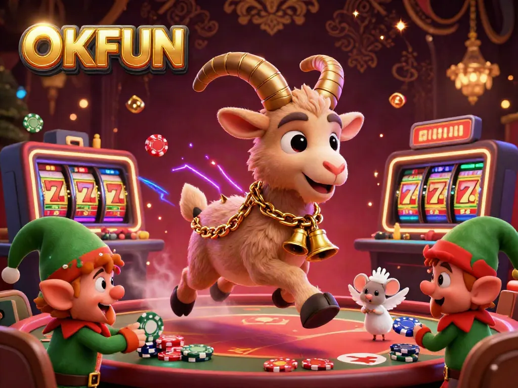 Play and win at OKFUN's vibrant casino, where Krampus and friends create a festive scene full of action.