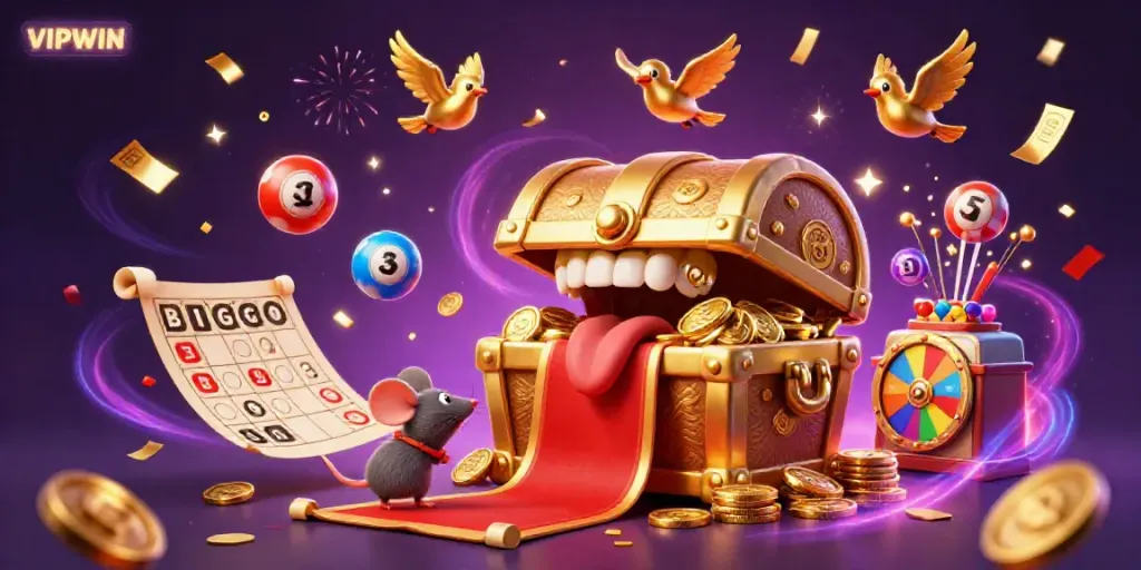 Engage in exciting lottery games with VIPWIN's colorful elements and magical details.