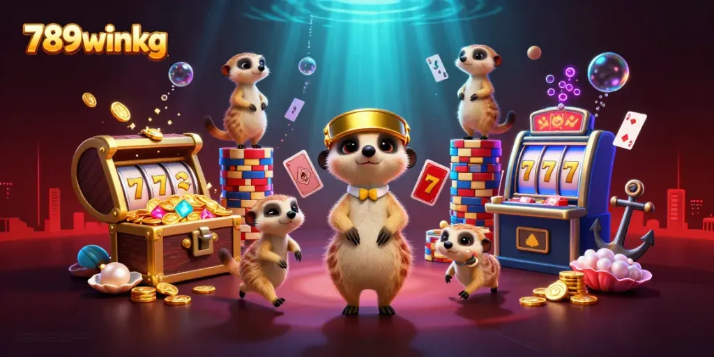 Experience thrilling wins at 789winkg while meerkats orchestrate an exciting casino scene full of action.