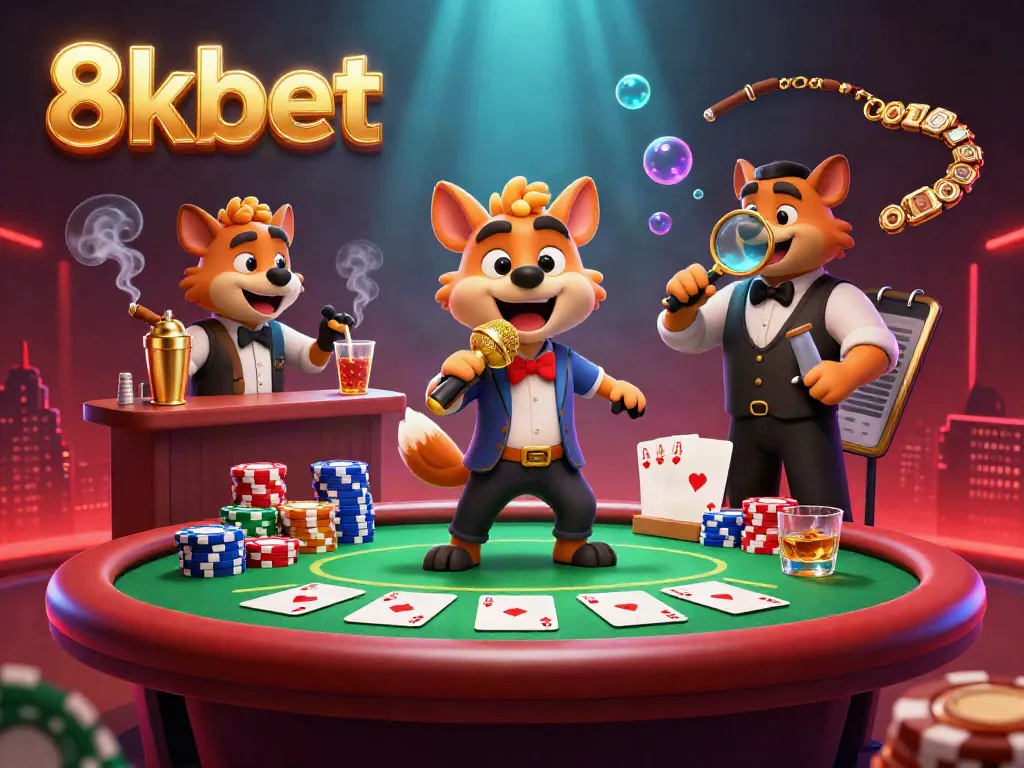 Experience gaming excitement at 8kbet with hyenas in a vibrant casino scene.
