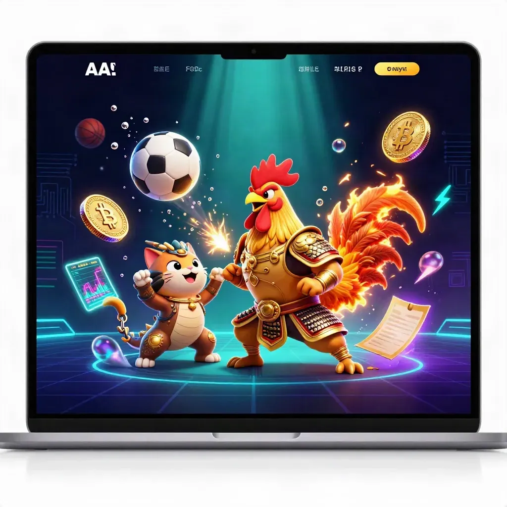 Rooster samurai, spark-breathing dragon hatchling and fortune-cat amid glowing casino coins and sports balls