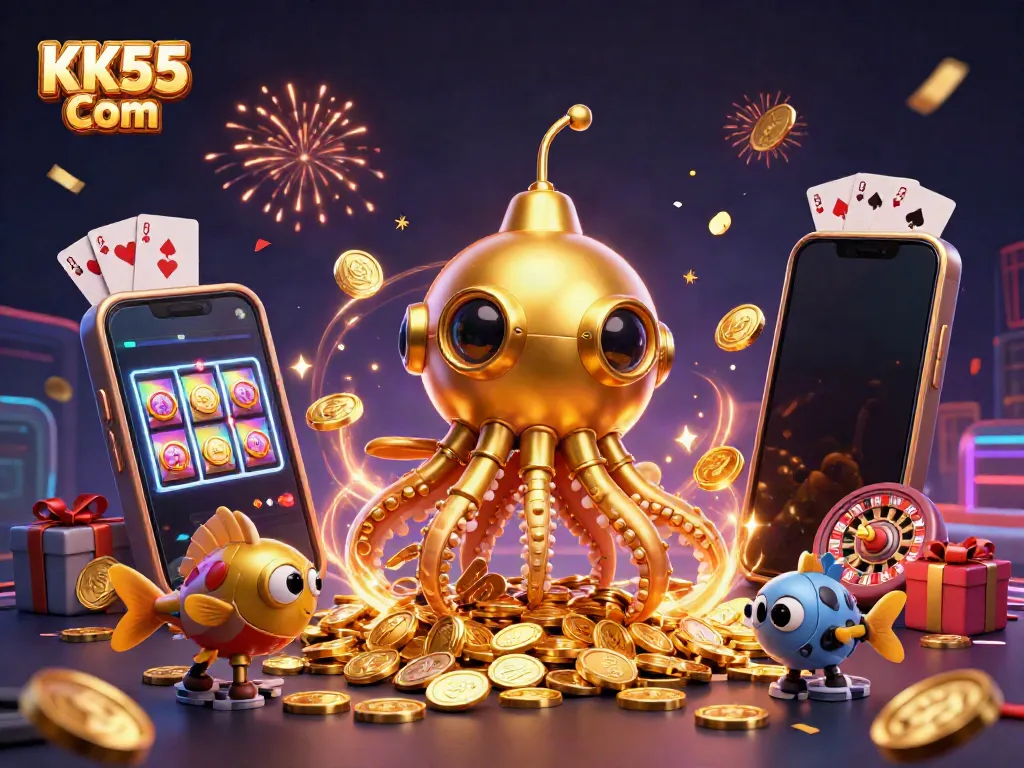 Experience the thrill of gambling with KK55 Com in an artistic underwater casino setting.