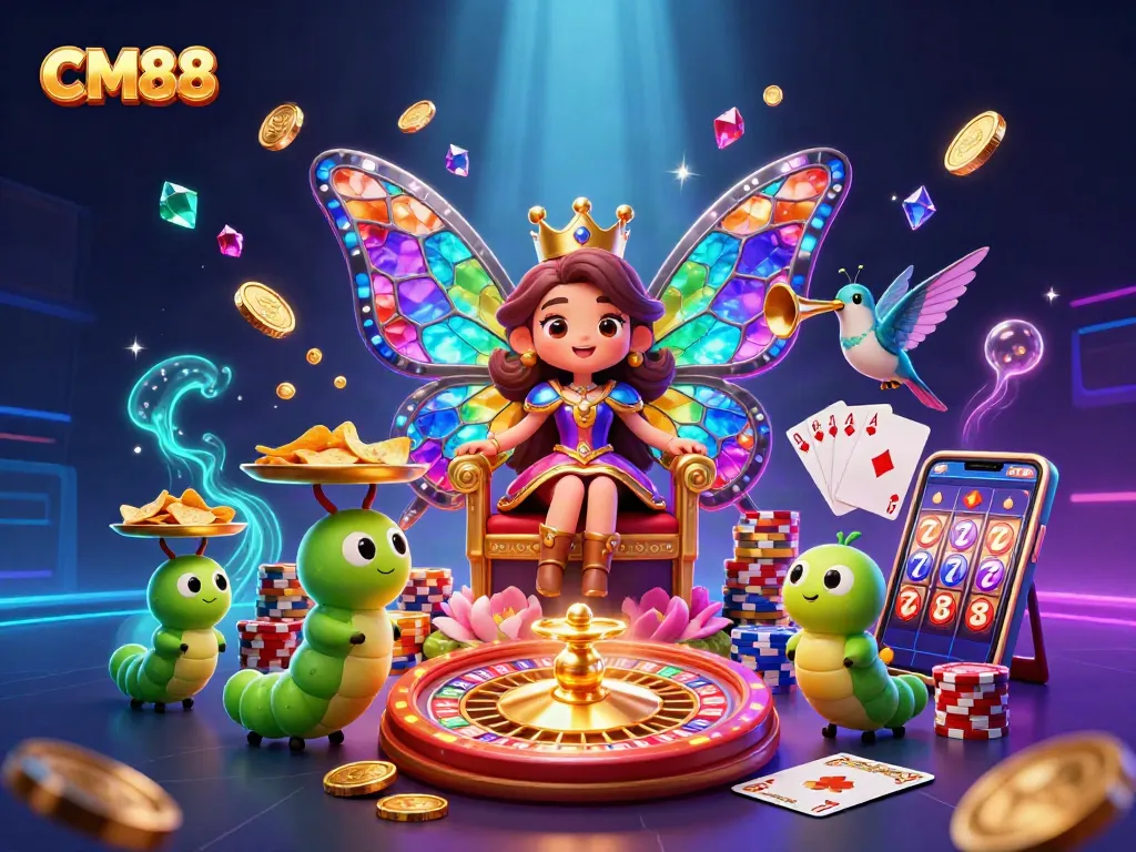 Experience the thrill of CM88 with a vibrant casino scene showcasing jackpot glory and colorful game elements.