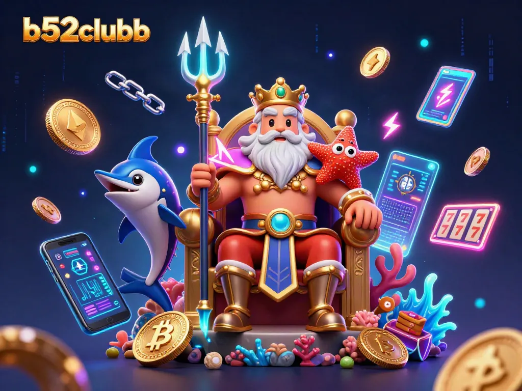 Win big with b52clubb on this vibrant casino-themed illustration featuring luck, wealth, and excitement.