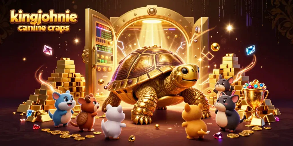 Experience the excitement of kingjohnnie casino online craps with vibrant casino-themed illustration.