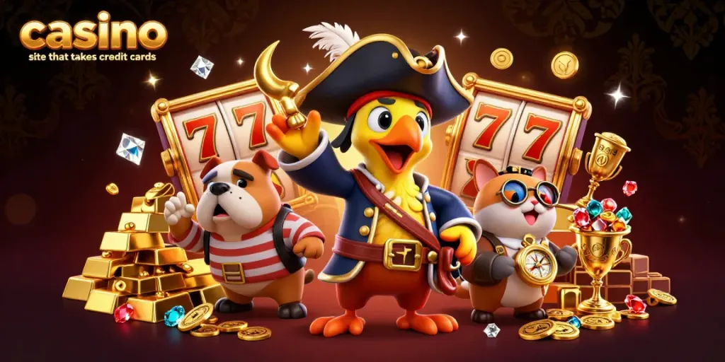 Experience thrilling gameplay at a casino site that takes credit cards with colorful slot reels and vibrant characters.