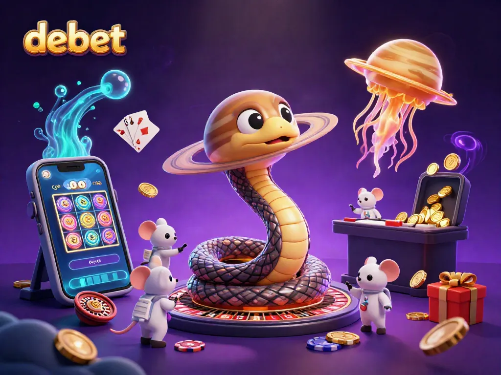 Engage with debet's exciting gaming universe featuring astronaut mice betting on a cosmic roulette wheel