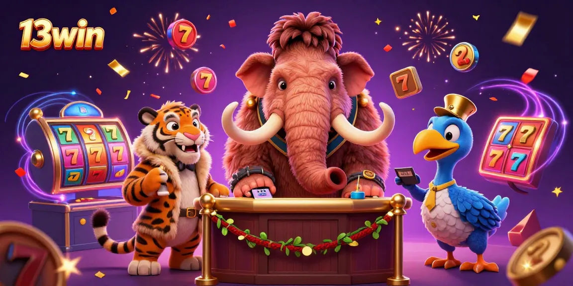 Experience the vibrant 13win casino atmosphere with characters and exciting slot game elements.