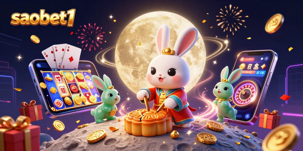 Experience thrilling gaming action with saobet1 as the moon rabbit reveals poker chips amidst excitement.