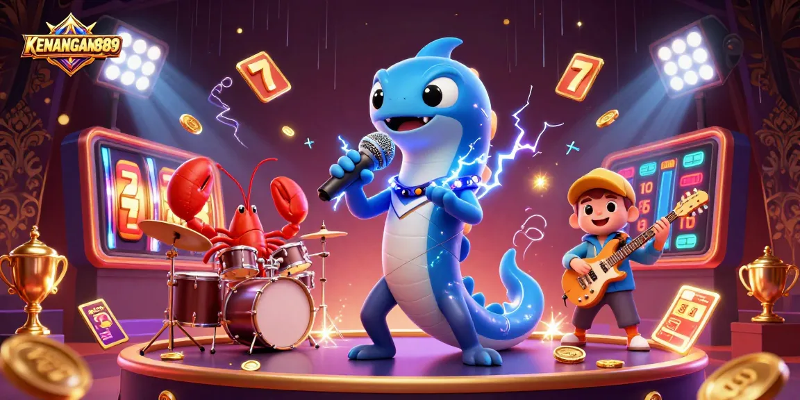 Join the excitement with KENANGAN889's vibrant casino stage featuring a DJ eel and dynamic slot elements!