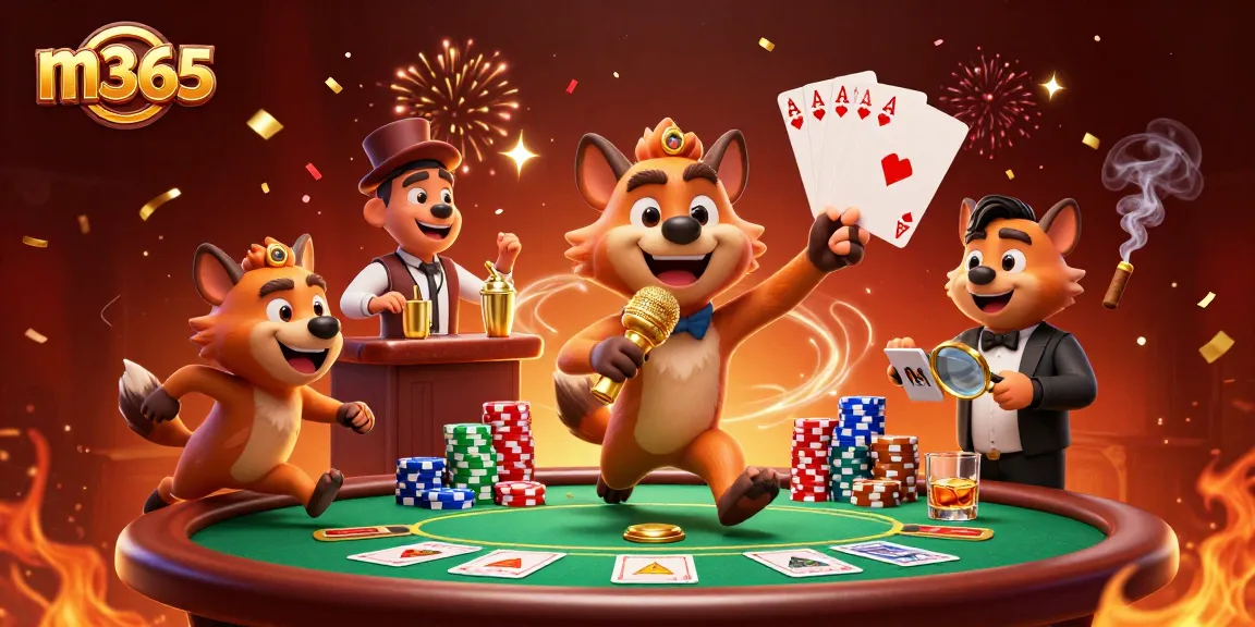Experience thrilling m365 gameplay with a 3D casino scene showcasing hyenas in action.