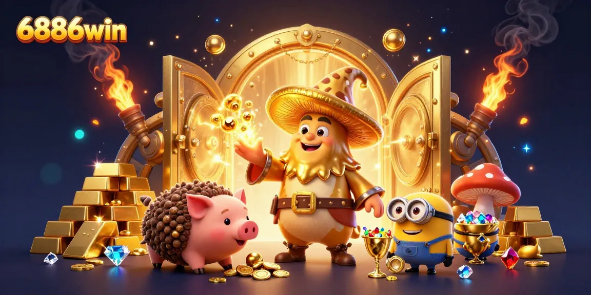 Engage in thrilling action with 6886win, where golden treasures abound amid a vibrant magical atmosphere.