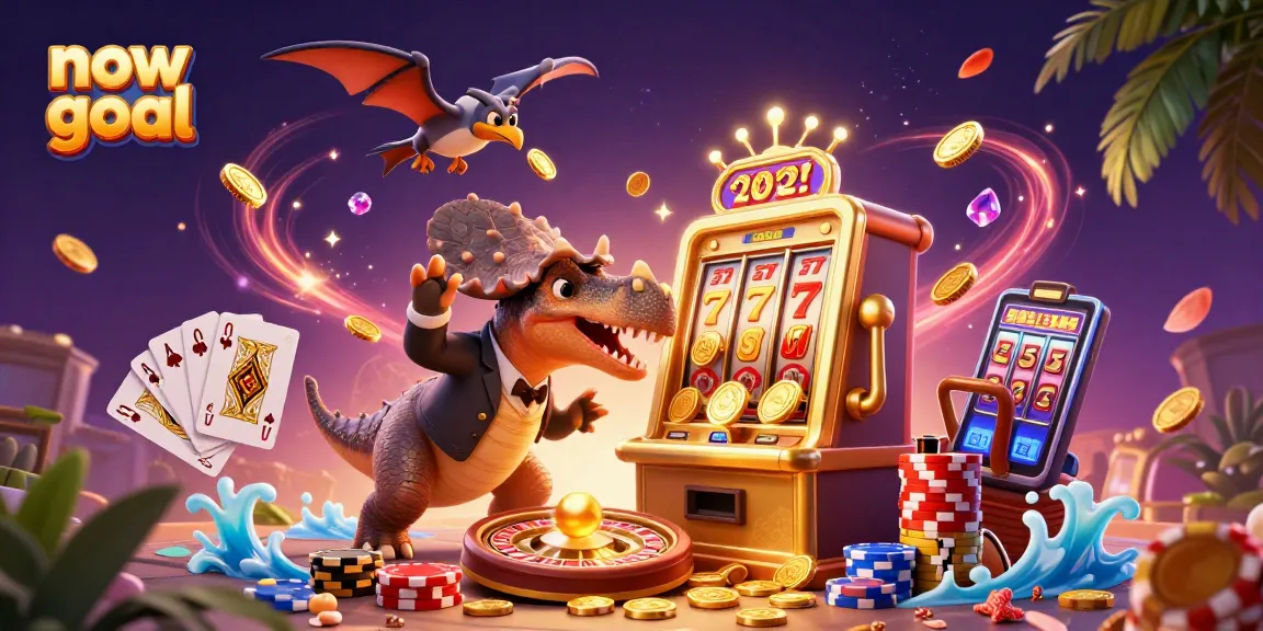 Experience the thrill of now goal with dynamic casino elements, jackpot coins flying in this 3D illustration.