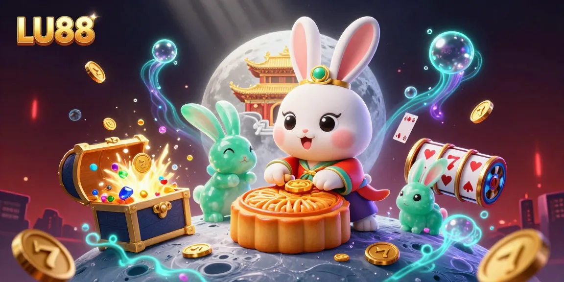 LU88 reveals hidden treasures as a moon rabbit cracks mooncakes to unveil poker chips.