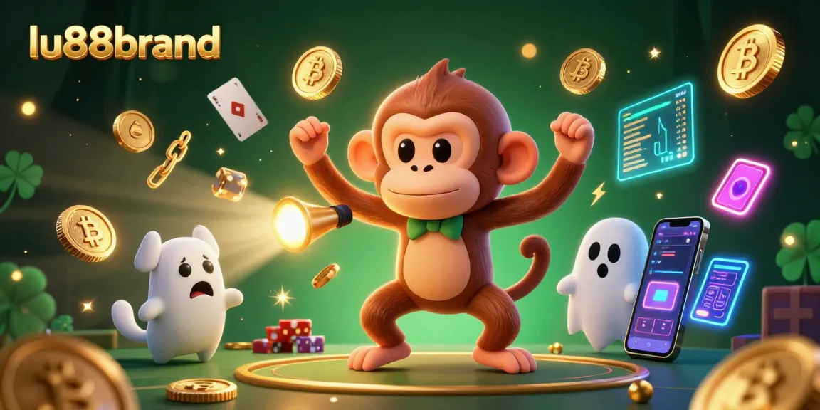 Engage with the thrilling world of lu88brand in this dynamic casino scene featuring lucky juggler monkey and ghost-hunter puppy.