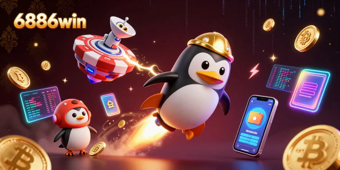Experience the excitement of 6886win in an ultra-detailed 3D casino illustration featuring vibrant characters and elements.
