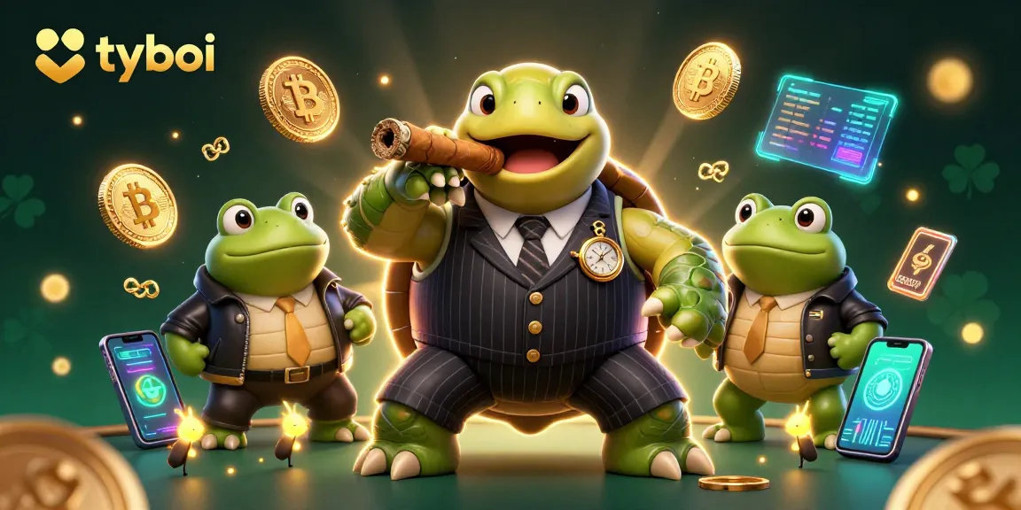 Engage with tyboi's high-stakes gaming experience featuring vibrant casino-themed characters and elements.