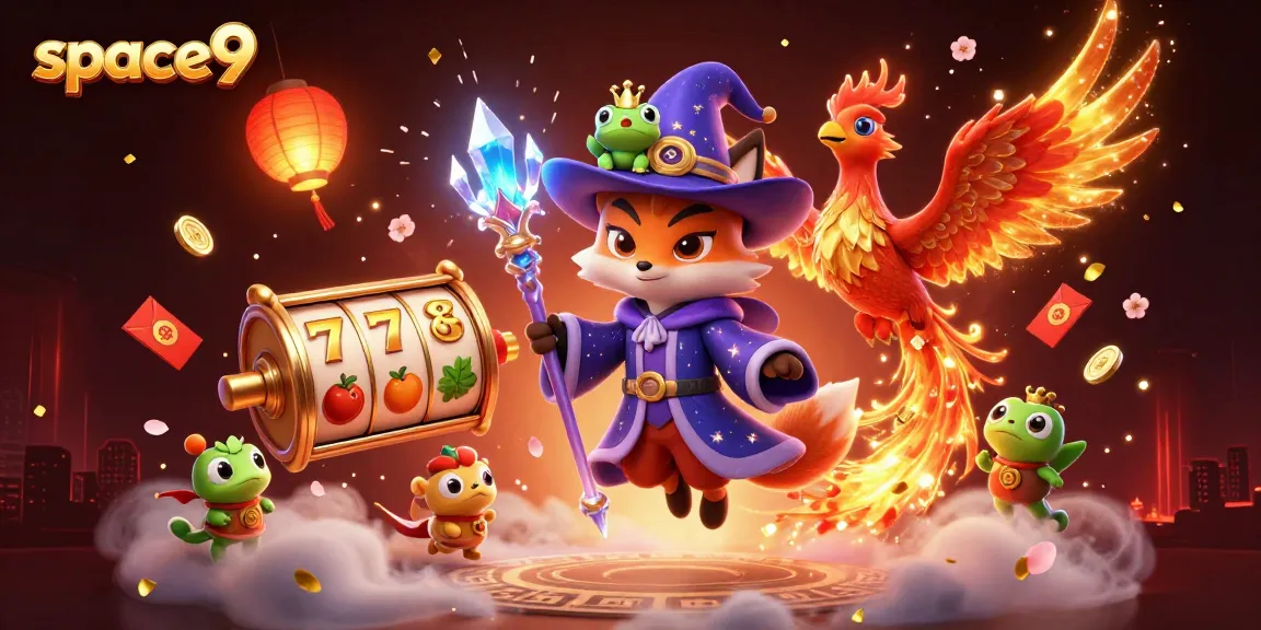 Experience thrilling gameplay at Space9 Casino with vibrant slot machines and dynamic characters.