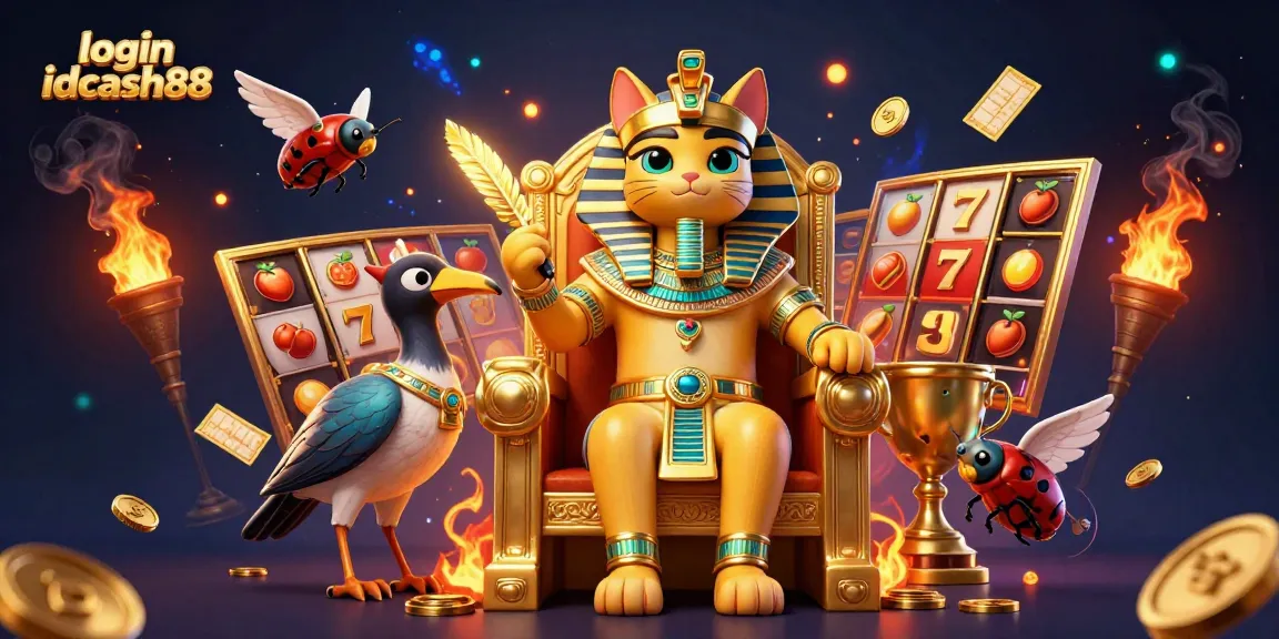 Experience thrilling gameplay at login idcash88 with a vibrant, animated slot scene featuring iconic symbols and dynamic elements.
