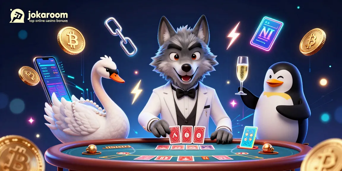 Experience the thrill of jokaroom top online casino bonuses with a dynamic casino scene featuring animals at play.