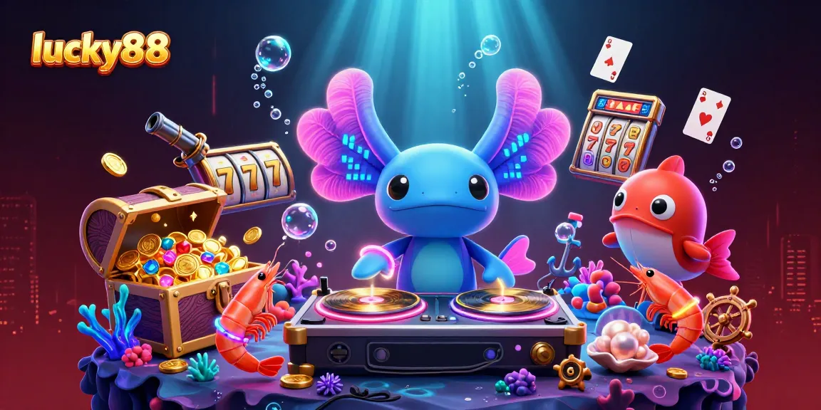 Join the action with lucky88 slot gaming featuring a vibrant underwater party scene.