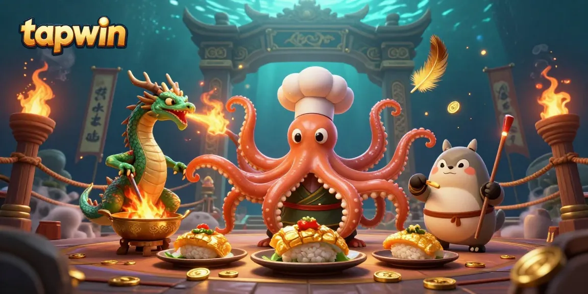 Experience the excitement of tapwin with a lively scene featuring characters in a vibrant casino setting.