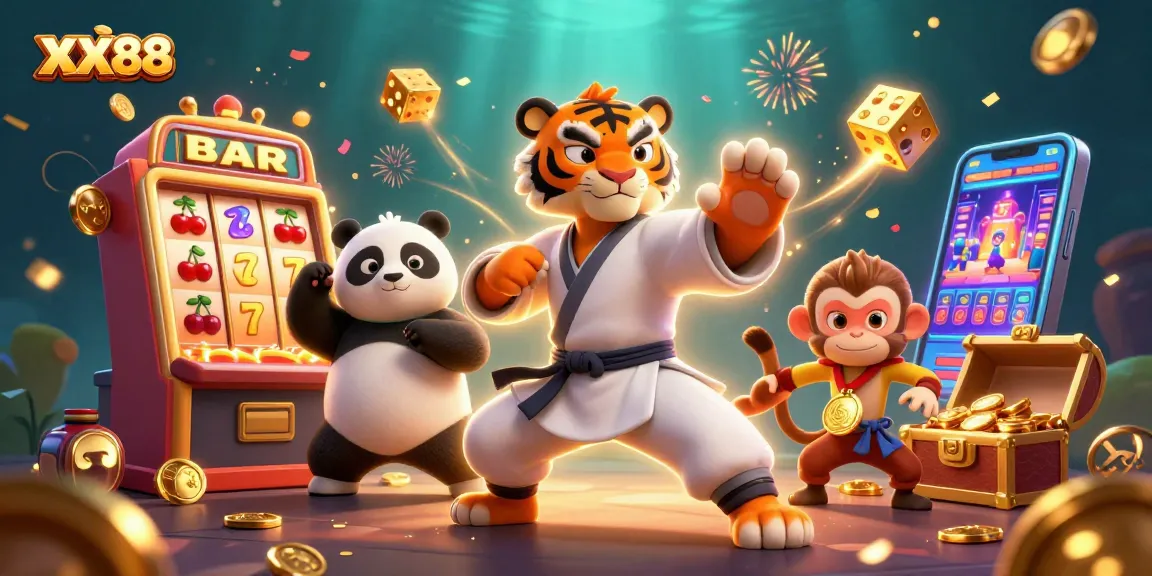 Engage in thrilling gameplay at XX88 with vibrant slots, jackpots, and animated characters.