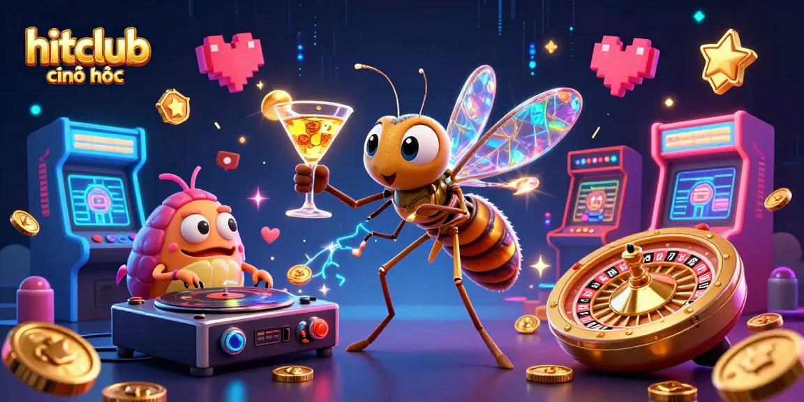 hitclub chính thức showcases vibrant 3D casino characters amidst dynamic gaming elements in a rich atmosphere.
