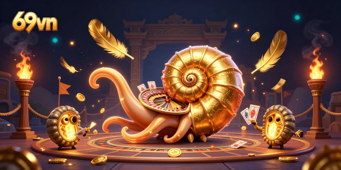 Engage in vibrant 69vn gaming with an extraordinary 3D casino scene featuring a nautilus roulette wheel.