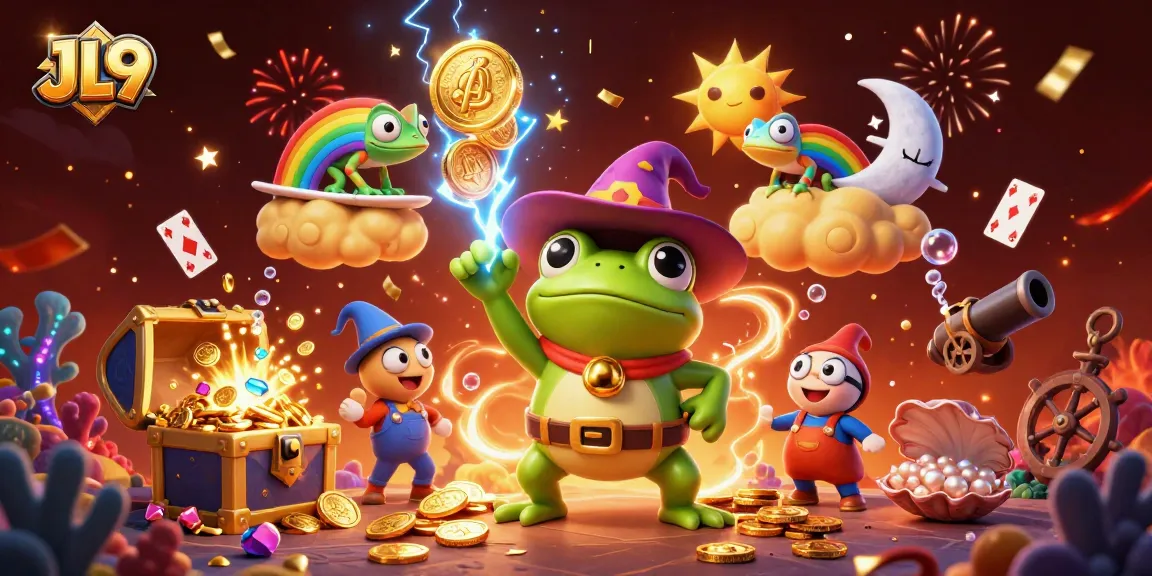 Experience the thrilling online gaming world at JL9, where golden coins rain amidst 3D cartoon characters.