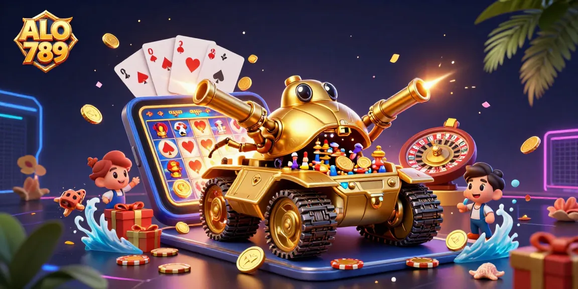 Experience ALO 789 with this vibrant illustration showcasing a dynamic casino atmosphere.