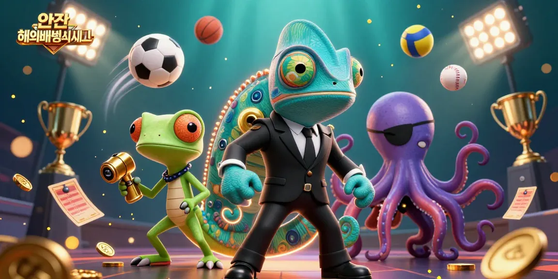 Experience 안전 해외배팅사이트 with a vibrant scene of animated characters and sports betting elements.