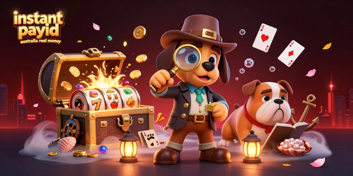Win with instant payid pokies Australia real money in a vibrant casino-themed 3D illustration.