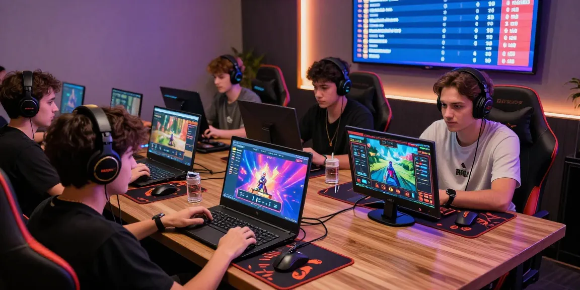 Players engaging in various Rikvip games in a vibrant online gaming lounge, showcasing digital gameplay excitement.