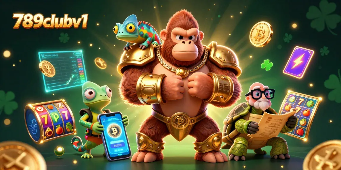 Join the action with 789clubv1: Witness the gorilla king in a dazzling casino environment.