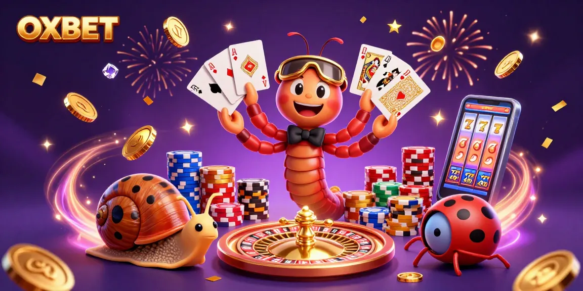 Join the excitement at OXBET with a vibrant casino scene featuring colorful characters and dynamic game elements.