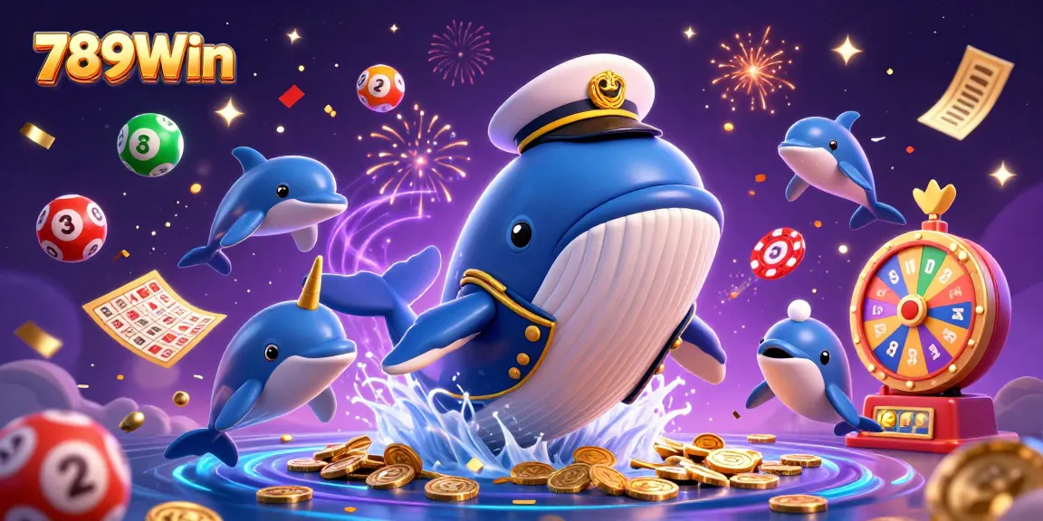 Engage with thrilling games at 789Win, featuring casino-inspired decorations and joyful characters!