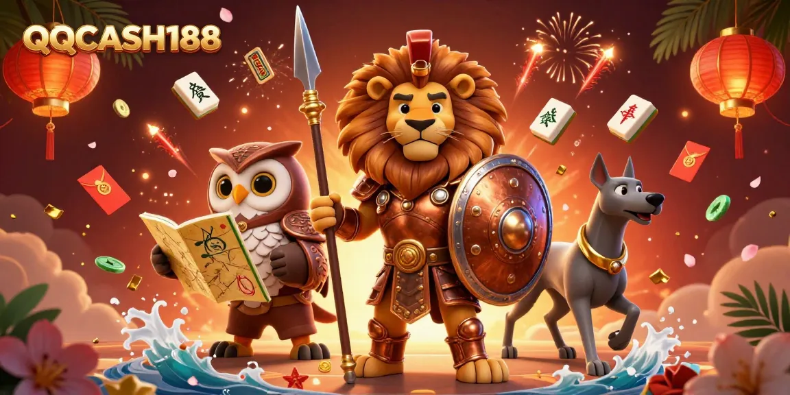 Engaging depiction of QQCASH188 with characters in a rich casino scene, showcasing vibrant gambling elements.