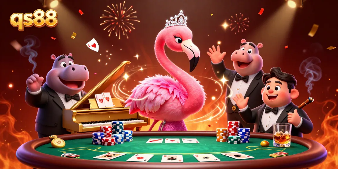 Experience gaming excitement with qs88 at a vibrant casino scene, showcasing dynamic gambling action.